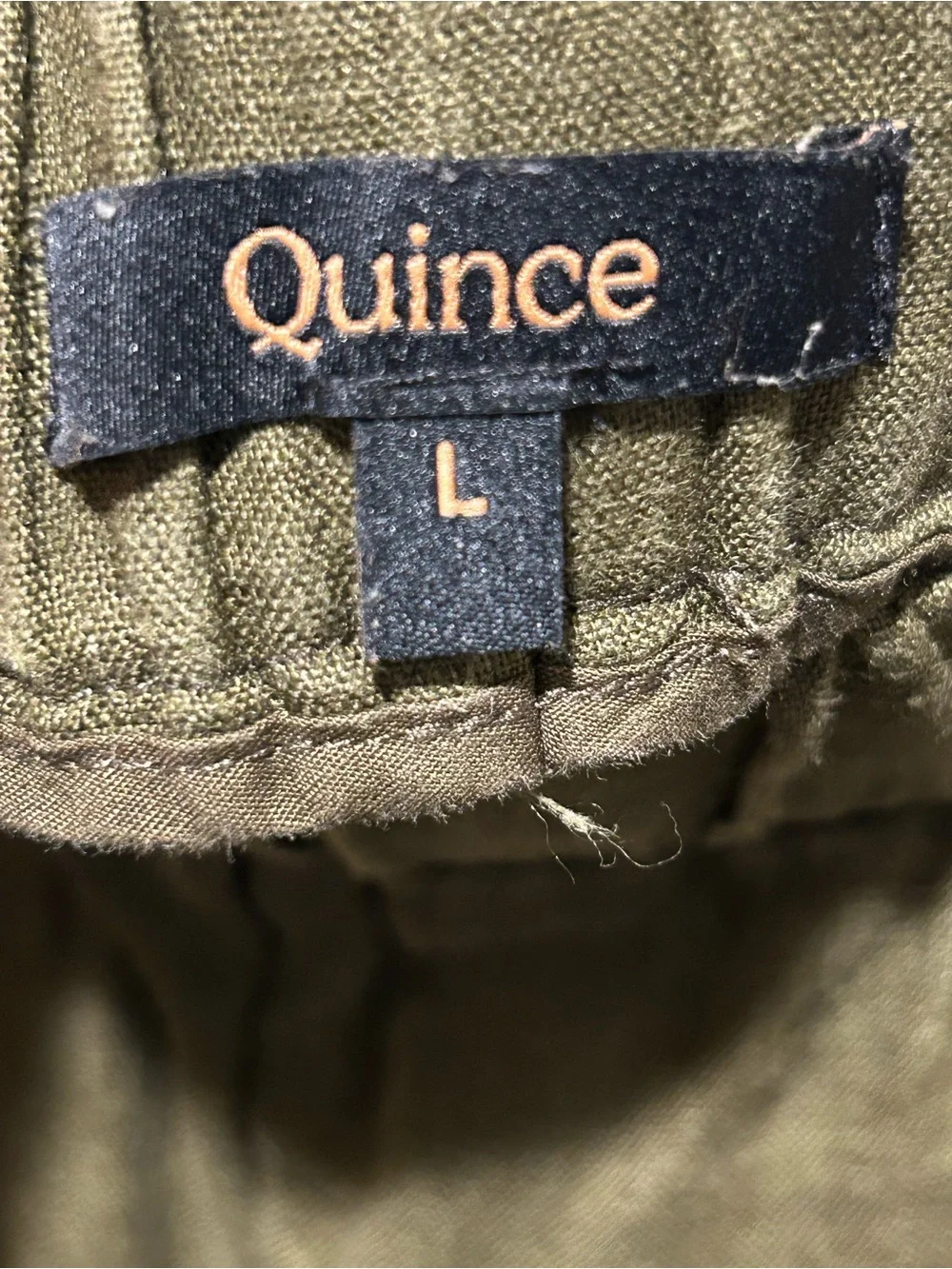 Quince 100% Linen Pants Pull On Tapered Olive Green , Large